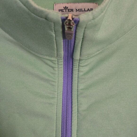 Peter Millar 1/4 Zip Mock Neck Pullover Shamrock Small Ship Embroidery Size L - Picture 3 of 7